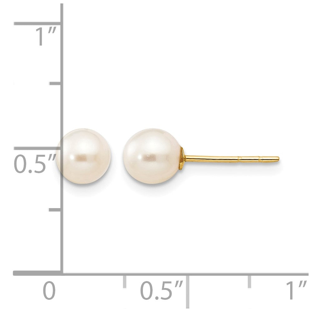 14k Madi K 5-6mm White Near Round Freshwater Cultured Pearl Post Earrings