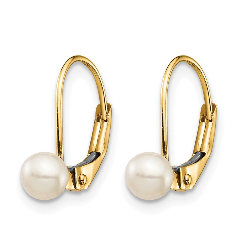 14K Madi K 4-5mm White Round FW Cultured Pearl Leverback Earrings