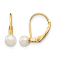 14K Madi K 4-5mm White Round FW Cultured Pearl Leverback Earrings