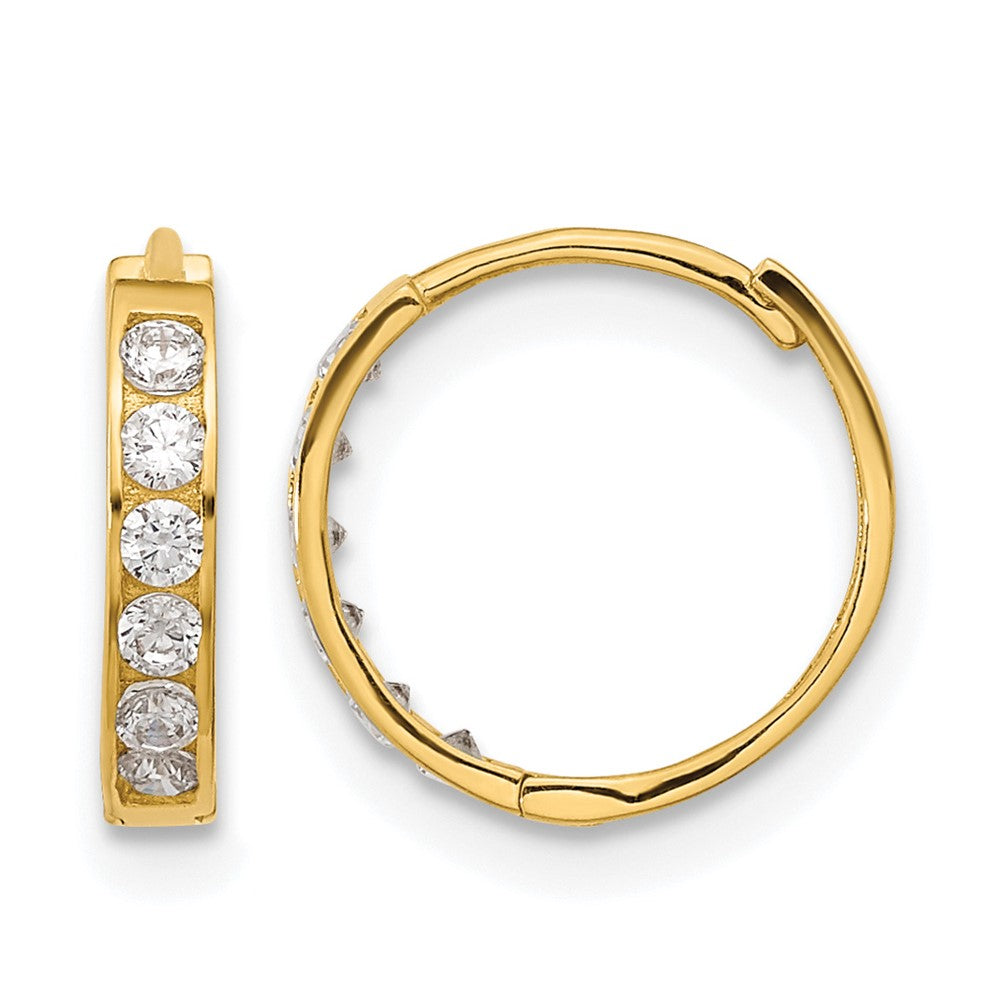 14k Madi K CZ Hinged Hoop Earrings