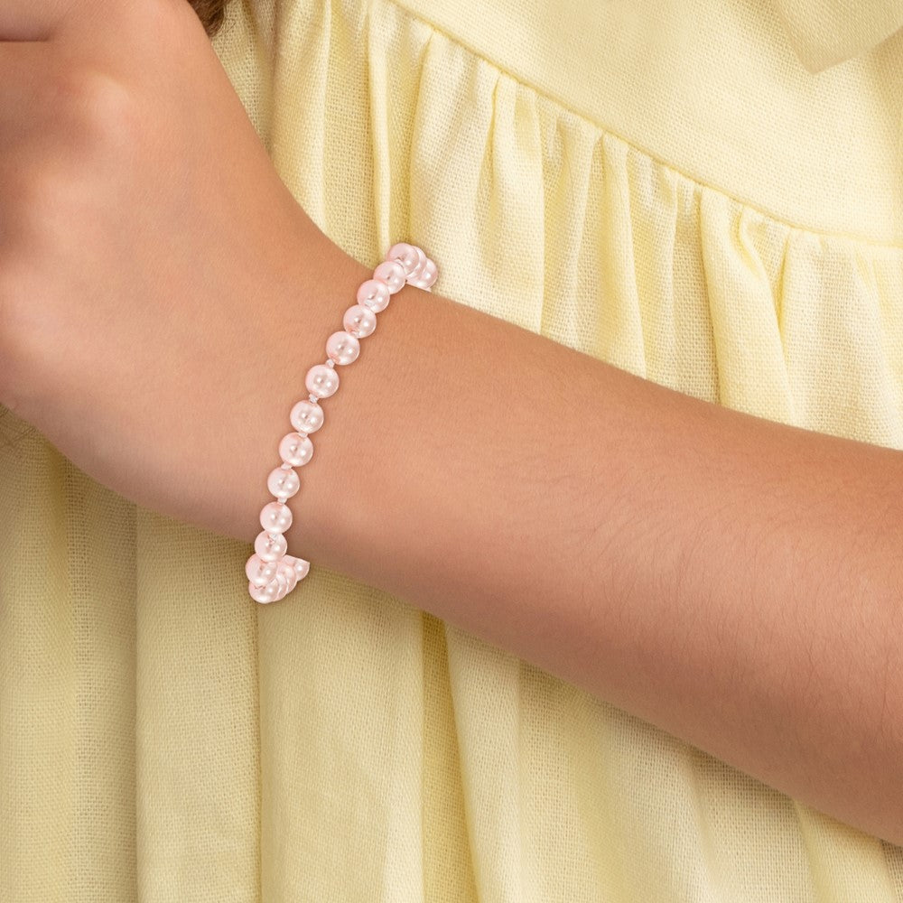 14k Madi K 4.5mm-5.5mm Pink Imitation Shell Pearl 5.25in Bracelet