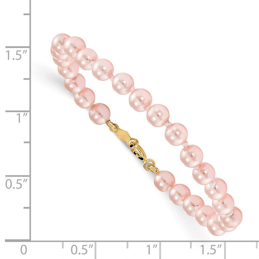 14k Madi K 4.5mm-5.5mm Pink Imitation Shell Pearl 5.25in Bracelet