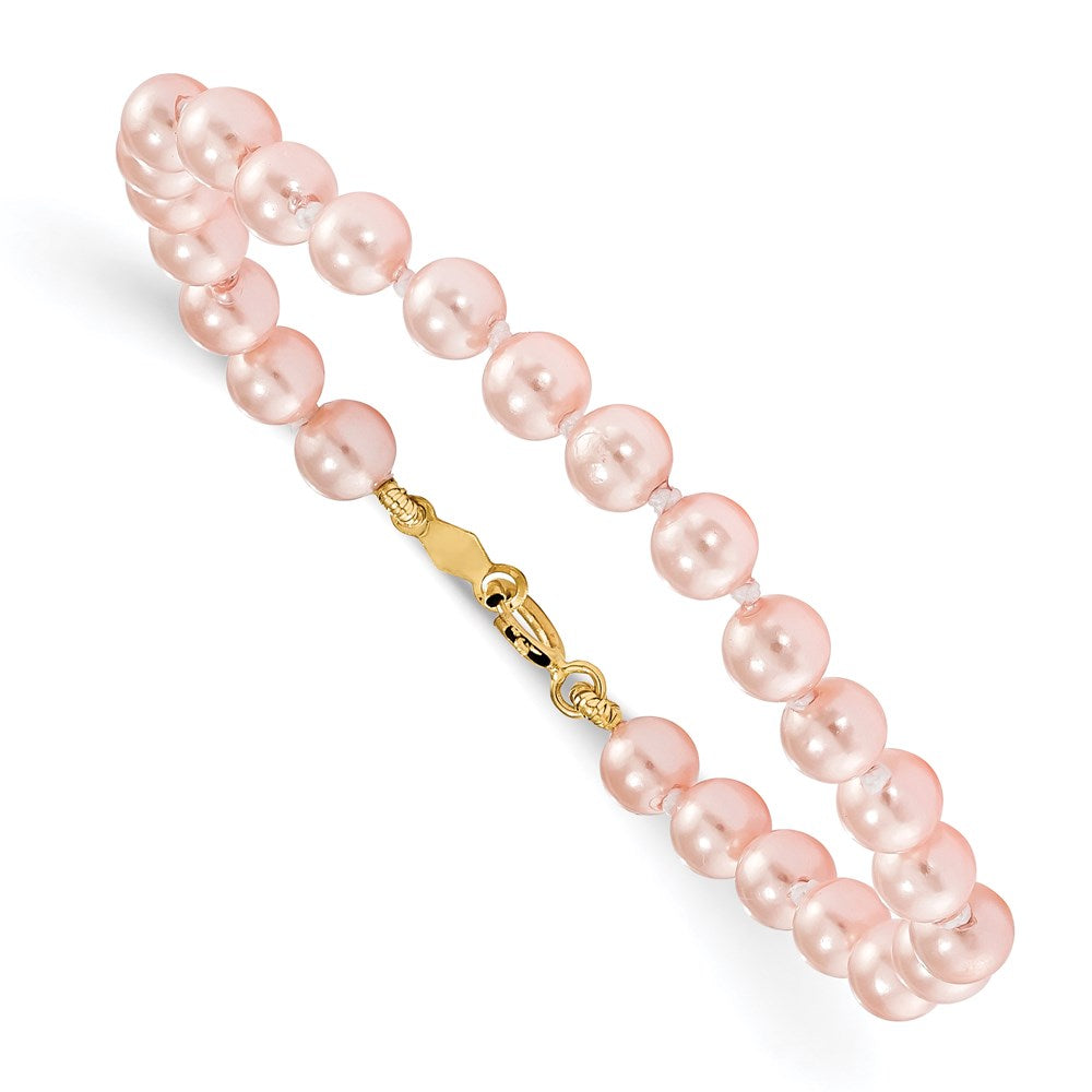 14k Madi K 4.5mm-5.5mm Pink Imitation Shell Pearl 5.25in Bracelet