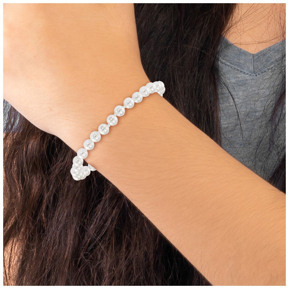 14k Madi K 4.5mm-5.5mm White Imitation Shell Pearl Bracelet