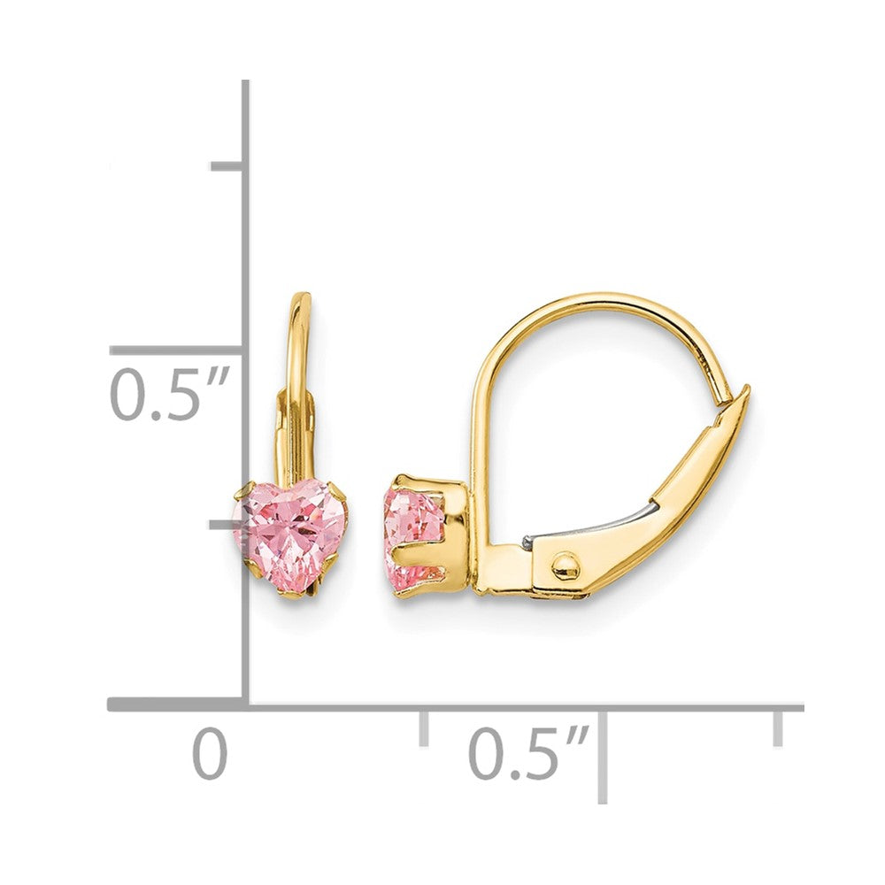 14k Madi K Leverback 4mm Pink CZ Earrings