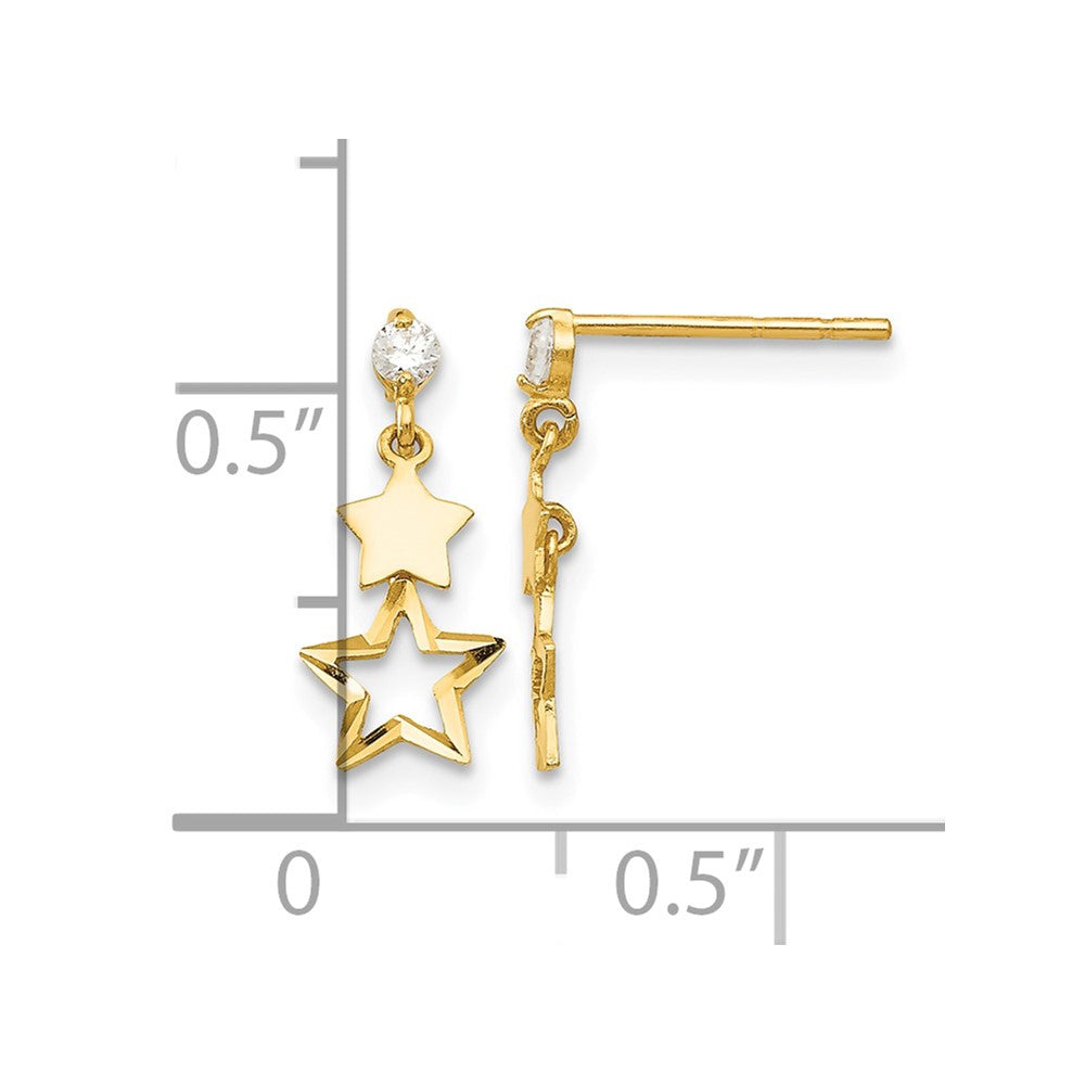 14k Madi K CZ Polished Star Post Dangle Earrings