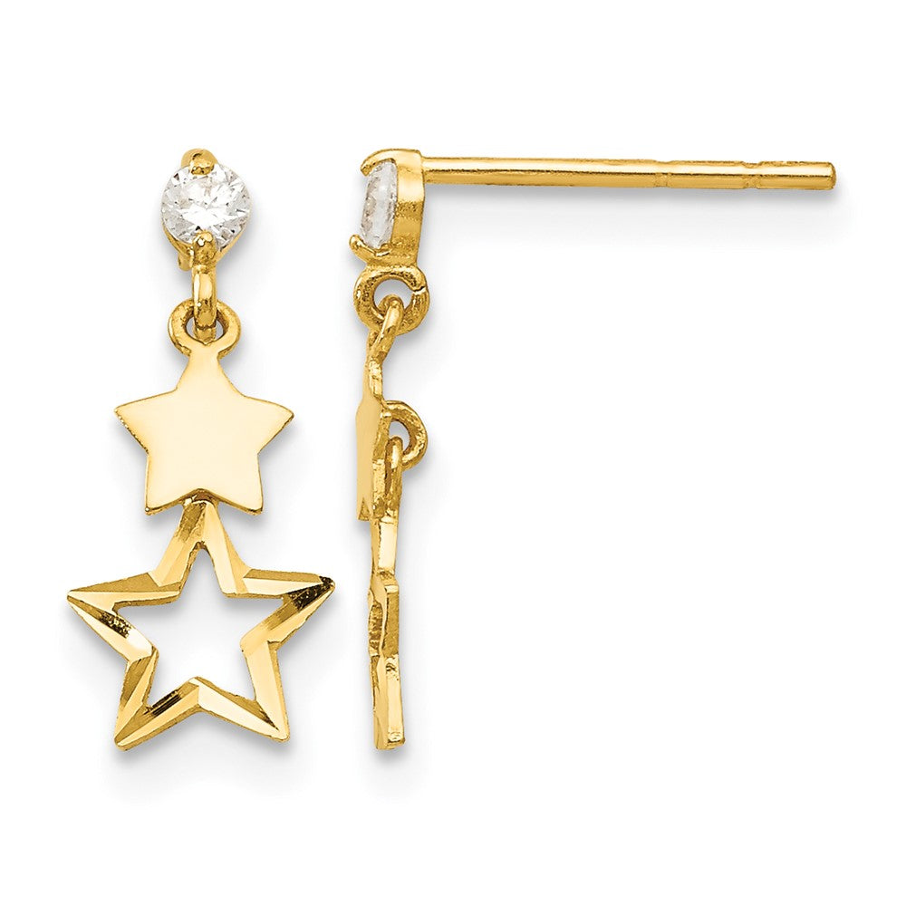 14k Madi K CZ Polished Star Post Dangle Earrings