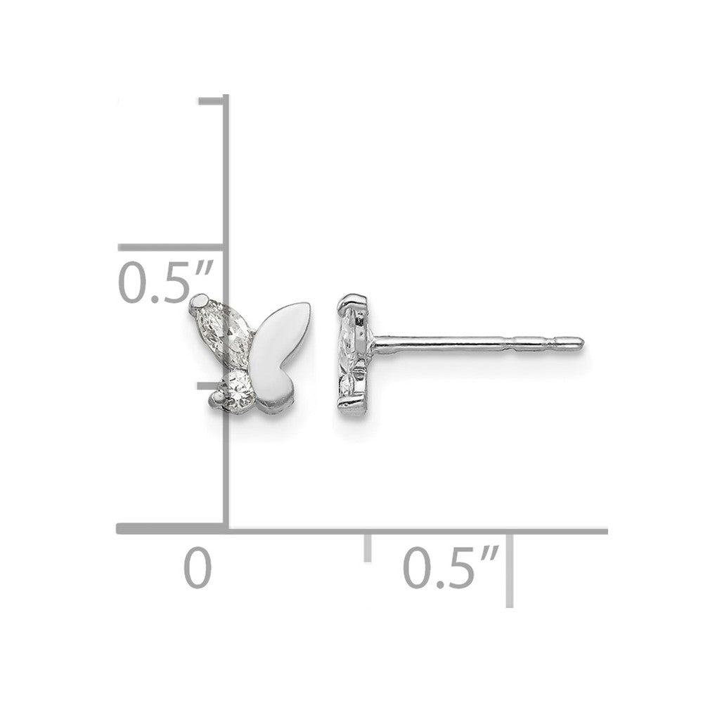 14k White Gold Madi K CZ Butterfly Post Earrings
