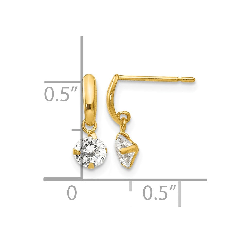 14k Madi K CZ Children's Dangle Post Earrings