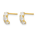14k Madi K CZ Children's Three Stone Post Earrings