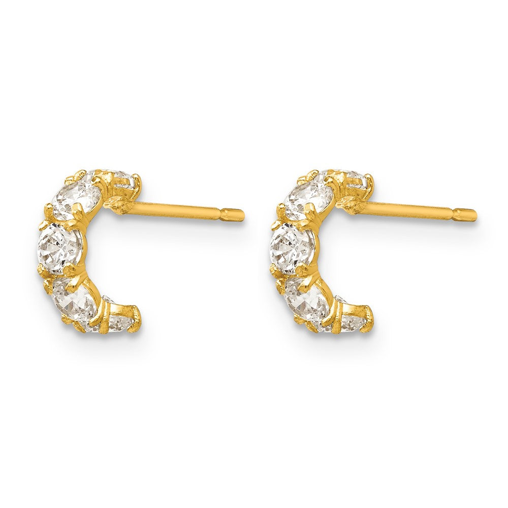 14k Madi K CZ Children's Five Stone Hoop Post Earrings