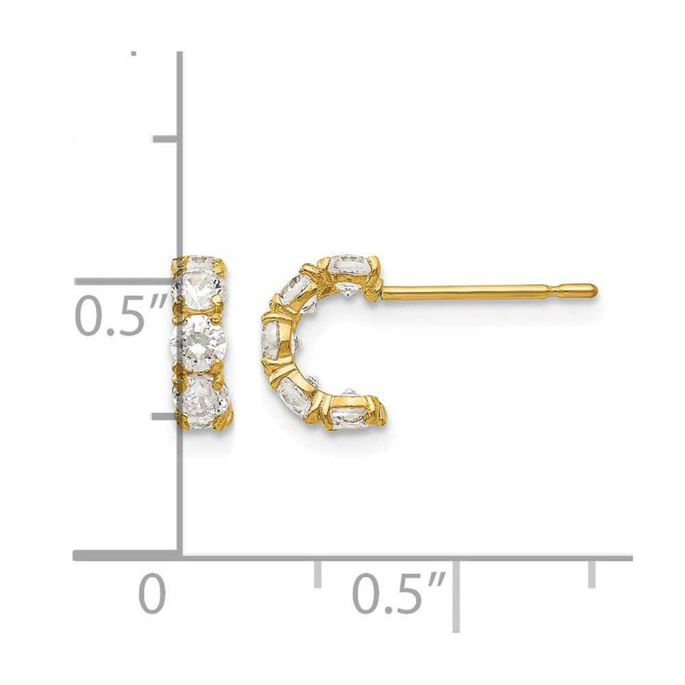 14k Madi K CZ Children's Five Stone Hoop Post Earrings
