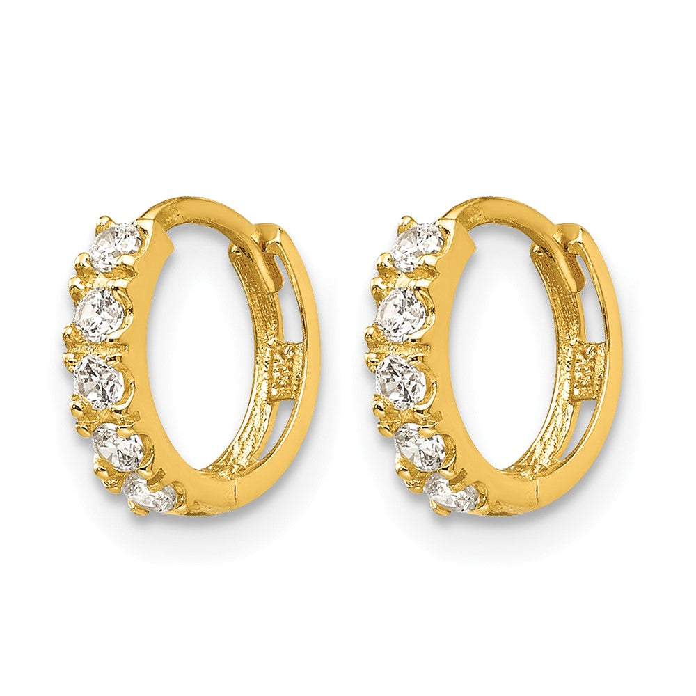 14k Madi K CZ Children's Hinged Hoop Earrings