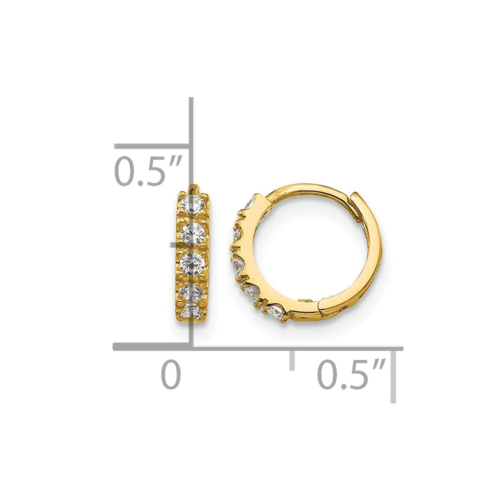 14k Madi K CZ Children's Hinged Hoop Earrings