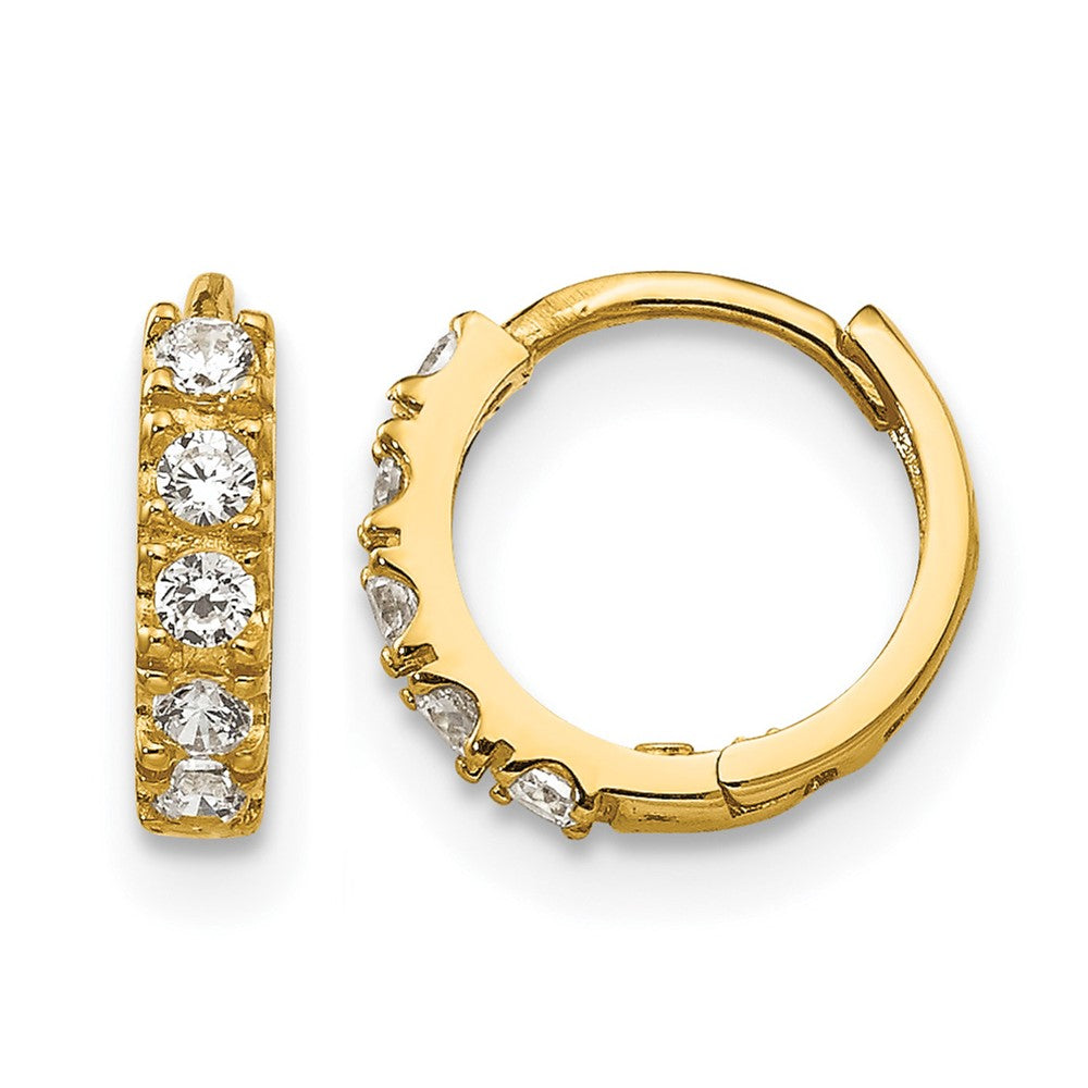 14k Madi K CZ Children's Hinged Hoop Earrings