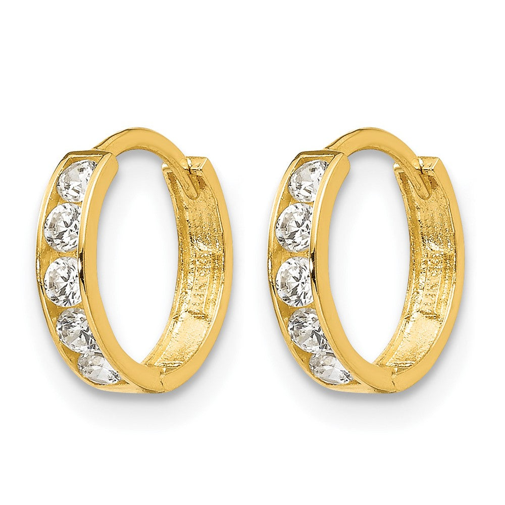 14k Madi K CZ Children's Hinged Hoop Earrings