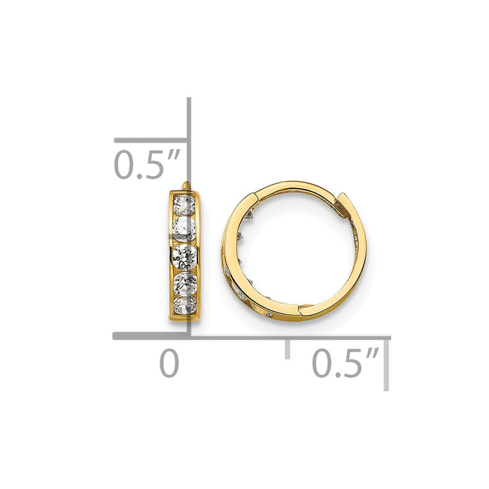 14k Madi K CZ Children's Hinged Hoop Earrings