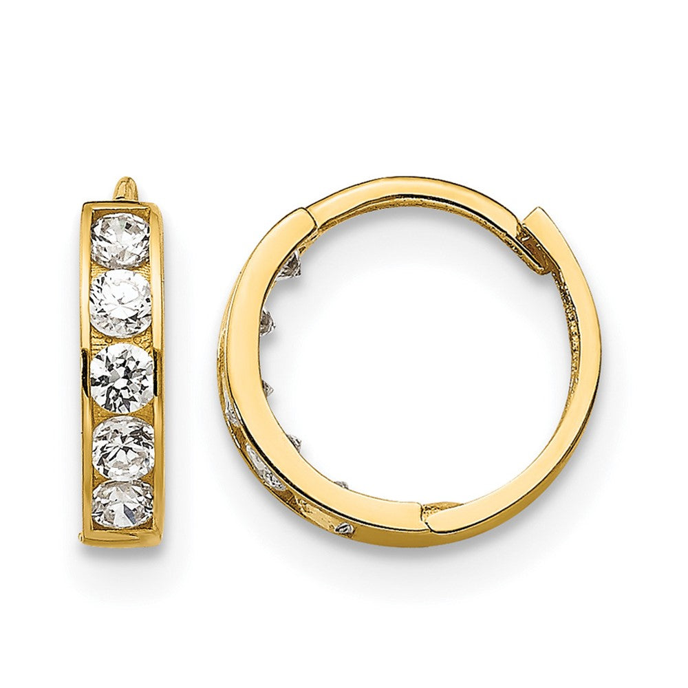 14k Madi K CZ Children's Hinged Hoop Earrings