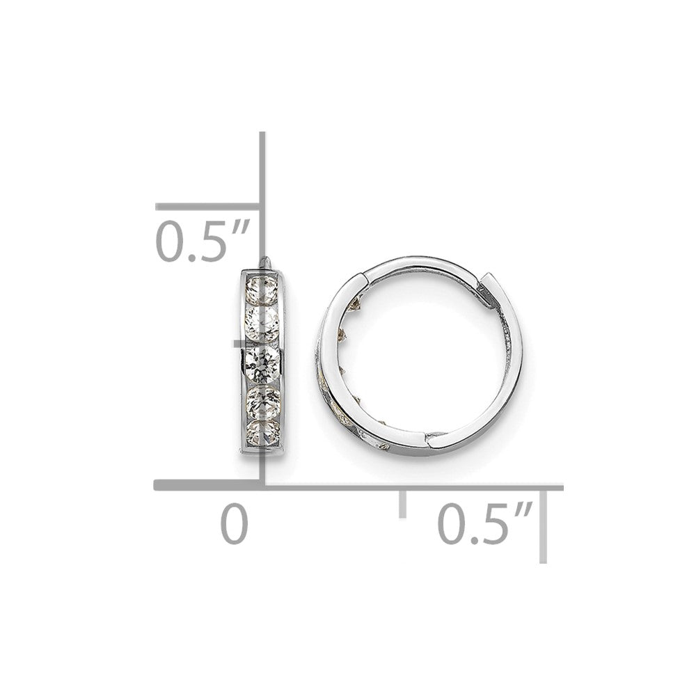 14k White Gold Madi K CZ Children's Hinged Hoop Earrings