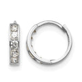 14k White Gold Madi K CZ Children's Hinged Hoop Earrings