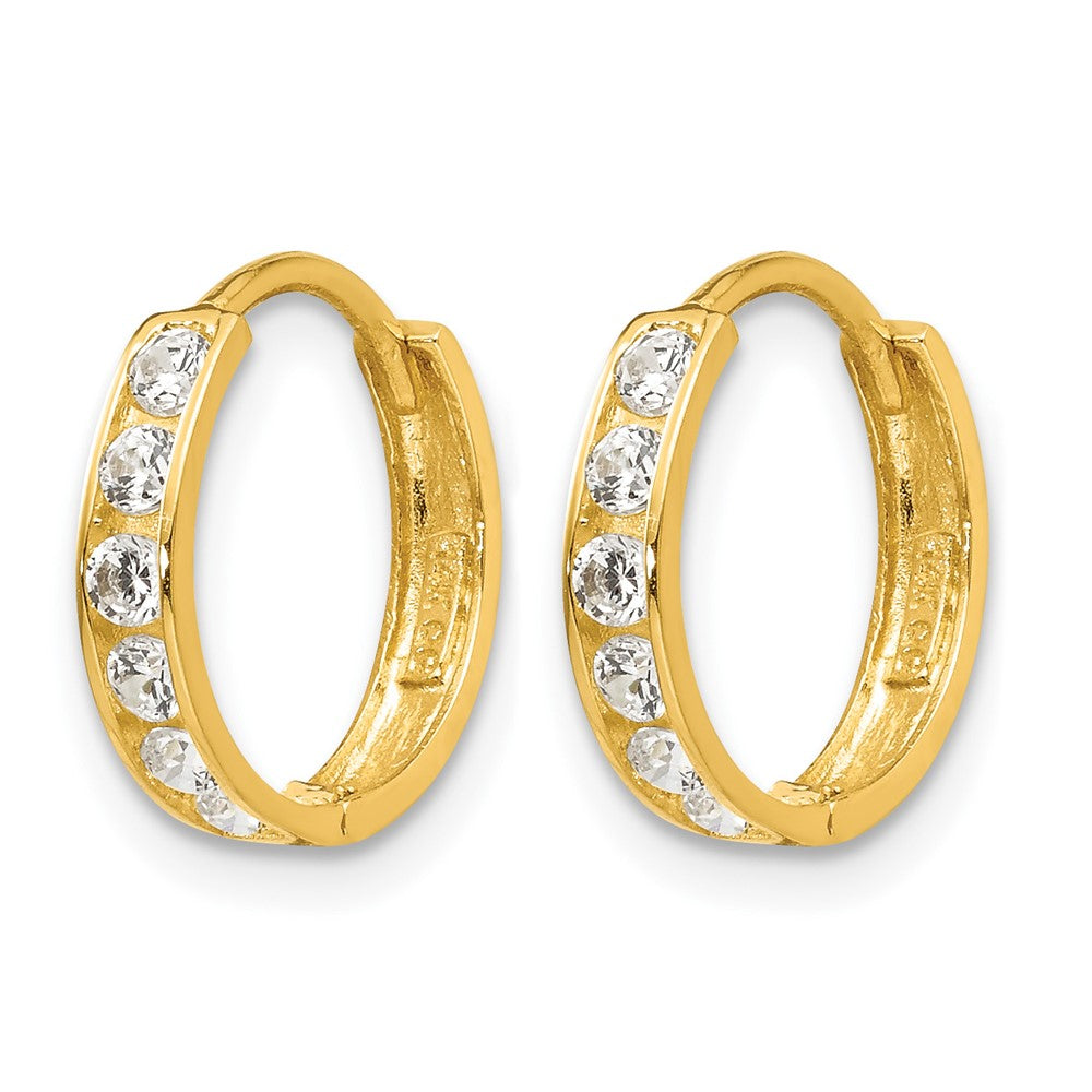 14k Madi K CZ Children's Hinged Hoop Earrings