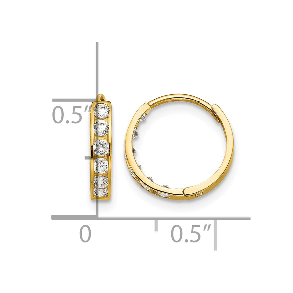 14k Madi K CZ Children's Hinged Hoop Earrings