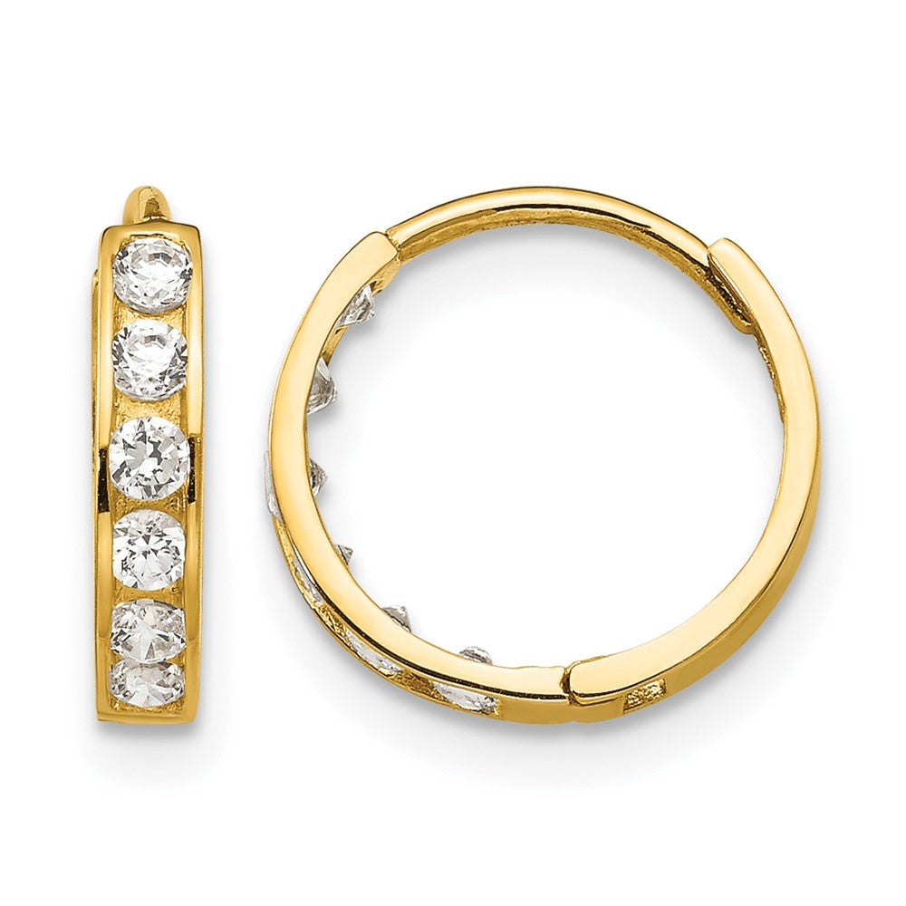 14k Madi K CZ Children's Hinged Hoop Earrings