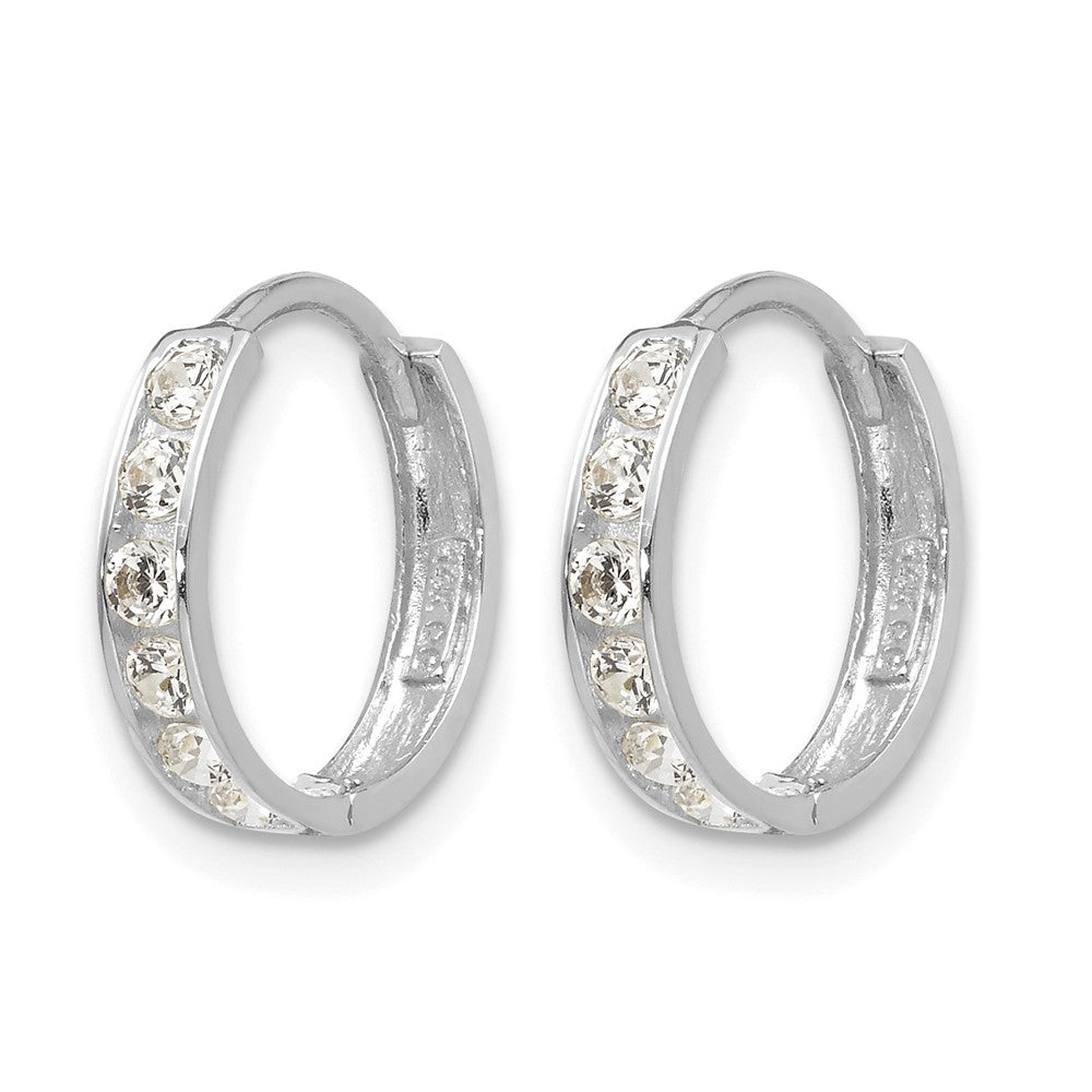 14k White Gold Madi K CZ Children's Hinged Hoop Earrings