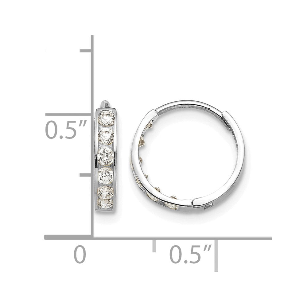 14k White Gold Madi K CZ Children's Hinged Hoop Earrings