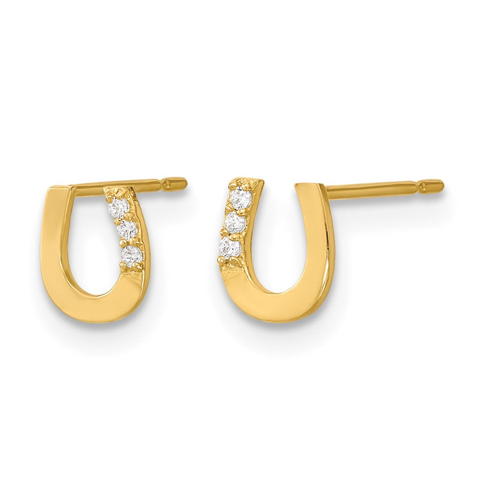14k Madi K CZ Children's Horseshoe Post Earrings