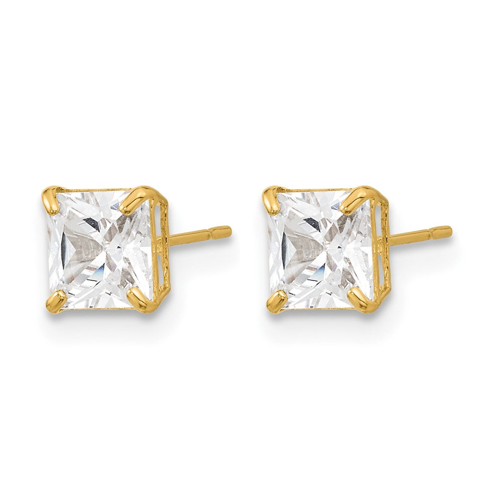 14k Madi K 5mm Square CZ Basket Set Stud Earrings