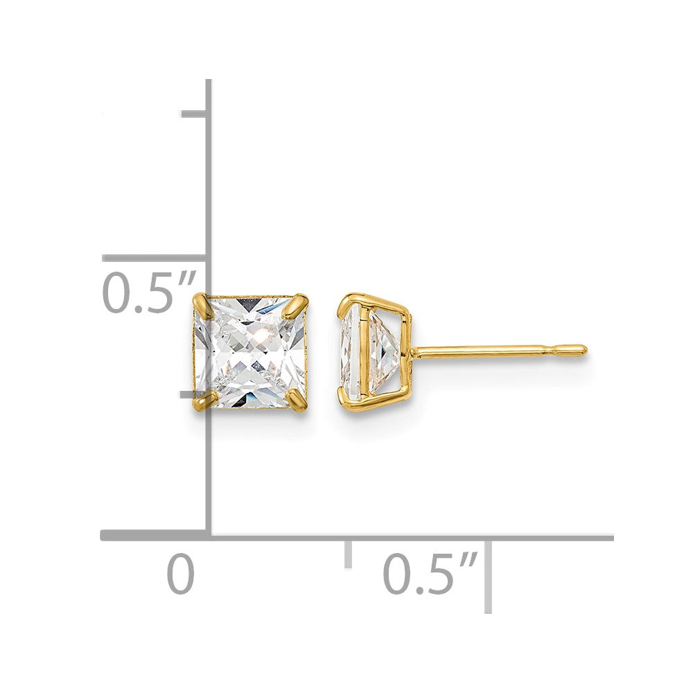 14k Madi K 5mm Square CZ Basket Set Stud Earrings