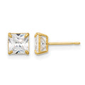 14k Madi K 5mm Square CZ Basket Set Stud Earrings