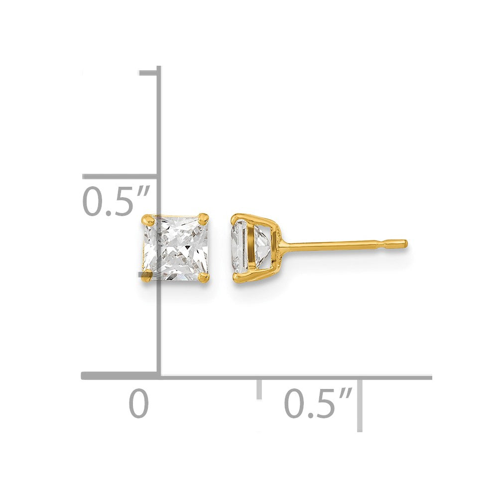 14k Madi K 4mm Square CZ Basket Set Stud Earrings