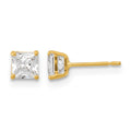 14k Madi K 4mm Square CZ Basket Set Stud Earrings