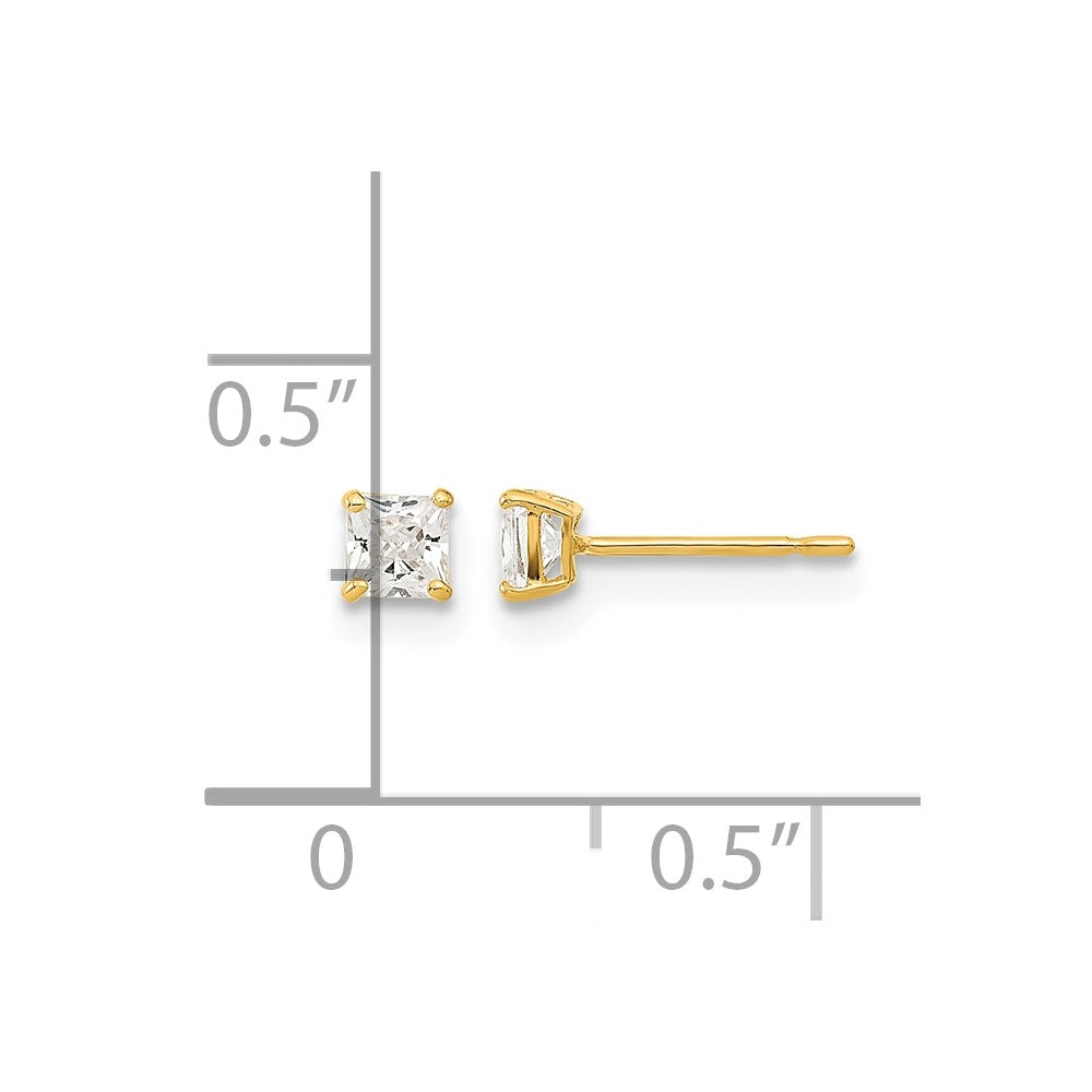 14k Madi K 3mm Square CZ Basket Set Stud Earrings