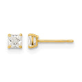 14k Madi K 3mm Square CZ Basket Set Stud Earrings