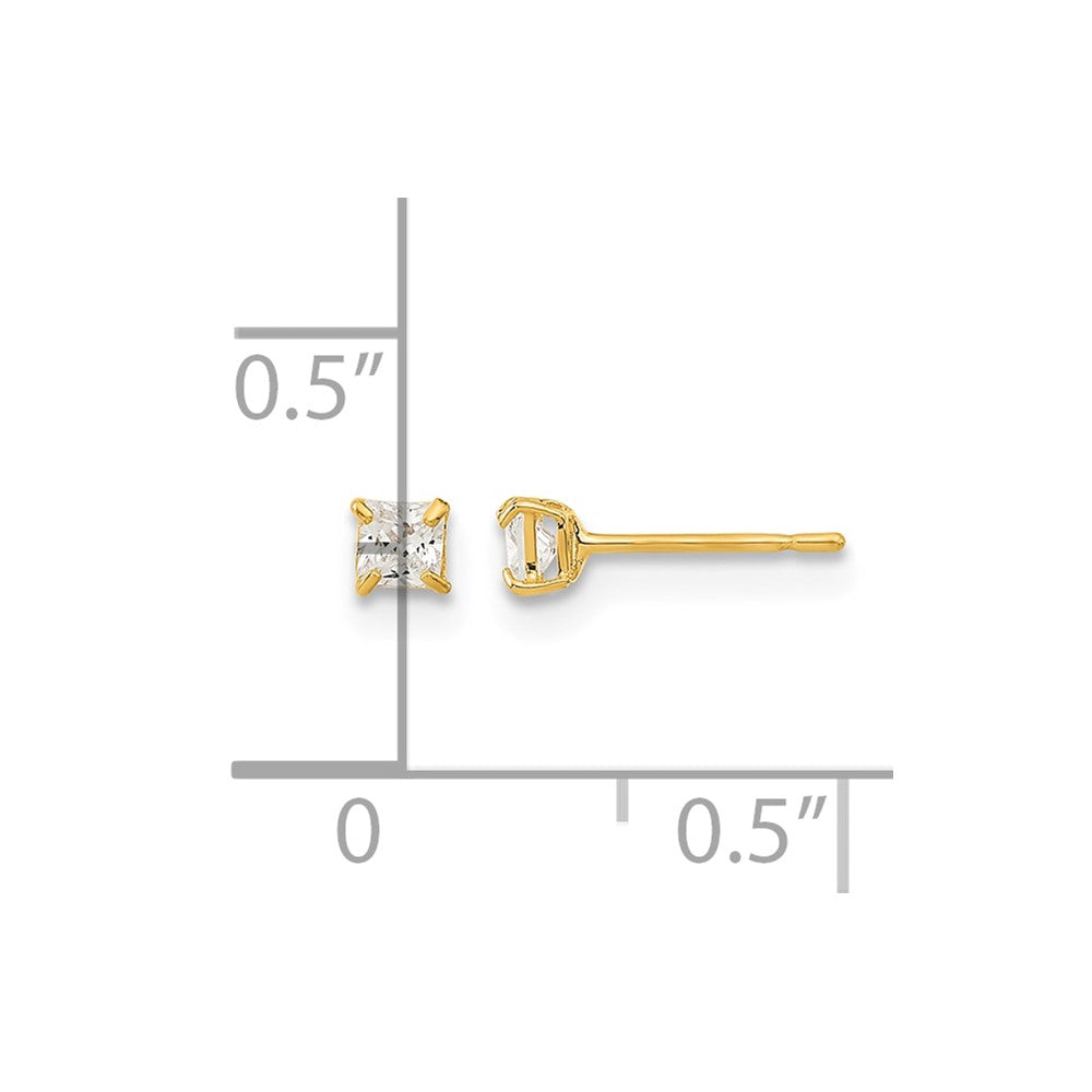 14k Madi K 2.5mm Square CZ Basket Set Stud Earrings