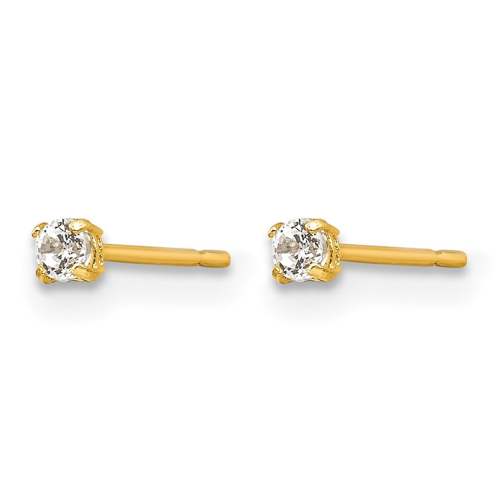 14k Madi K 2mm Round CZ Basket Set Stud Earrings