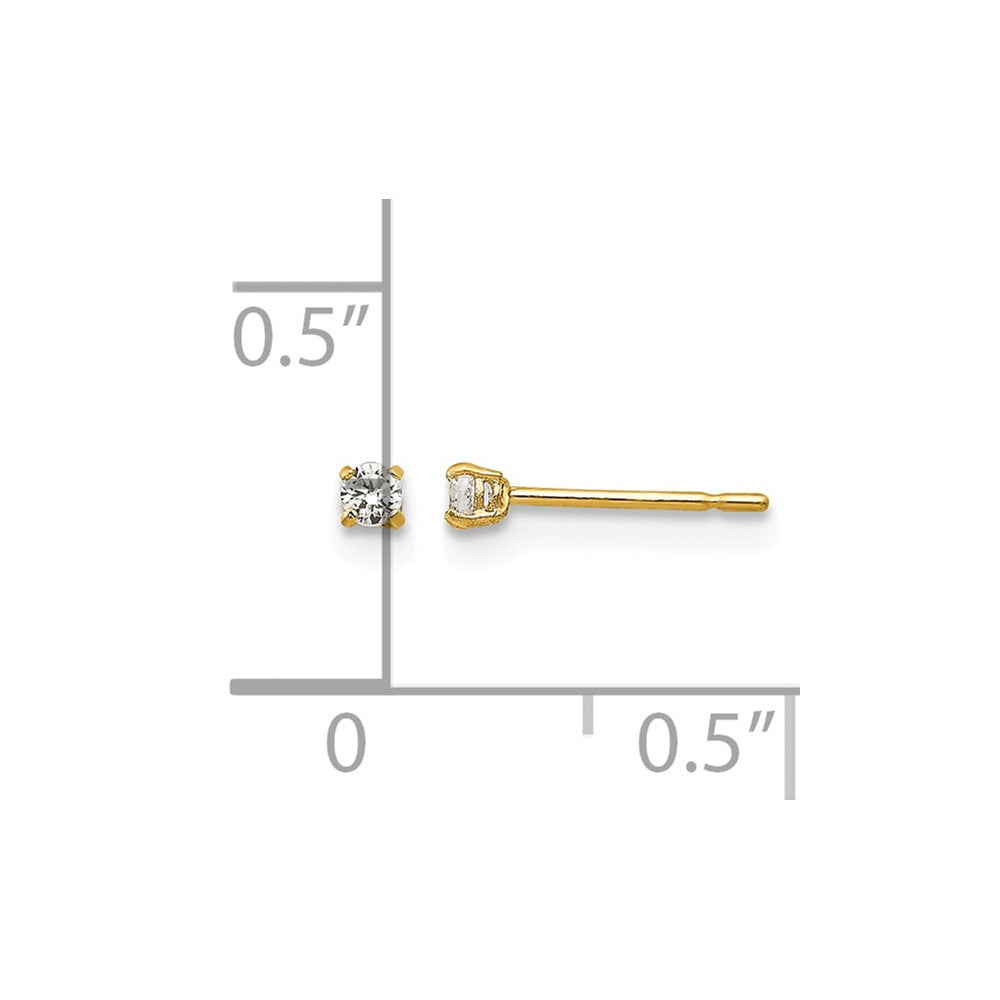 14k Madi K 2mm Round CZ Basket Set Stud Earrings