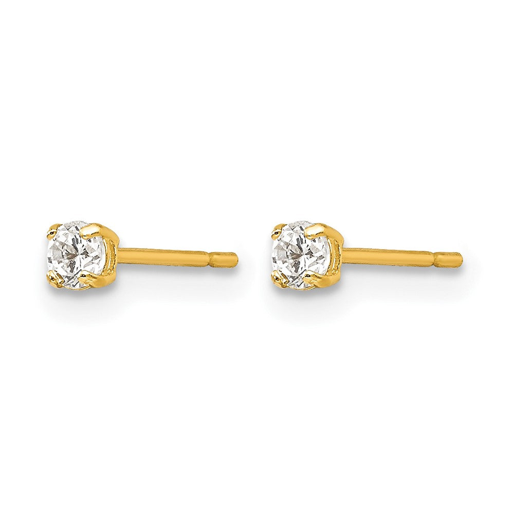 14k Madi K 2.5mm Round CZ Basket Set Stud Earrings