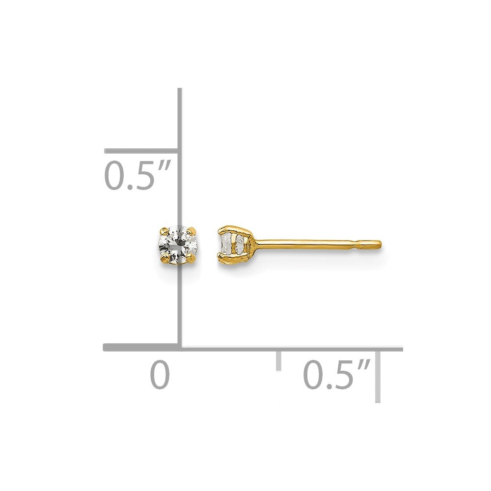 14k Madi K 2.5mm Round CZ Basket Set Stud Earrings