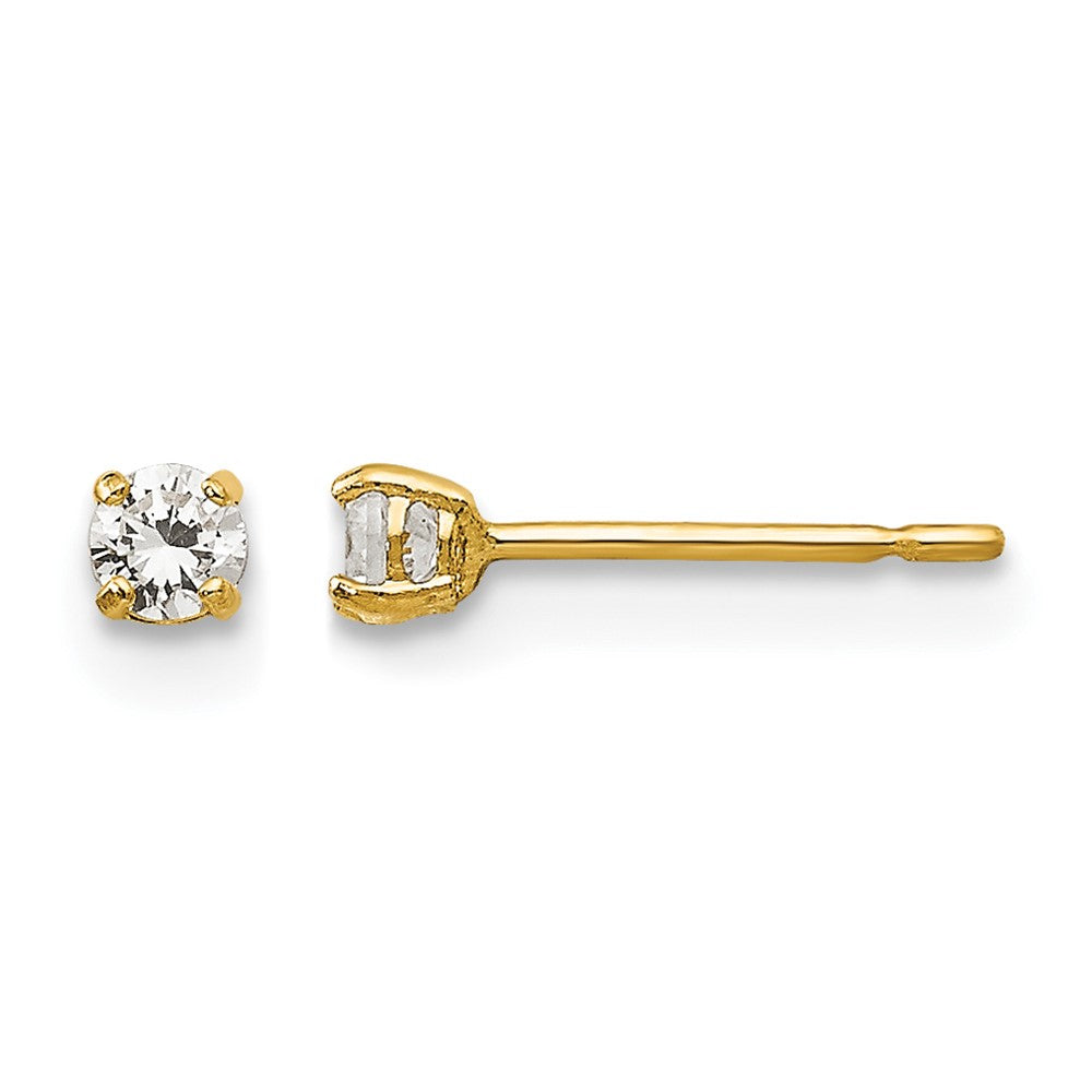 14k Madi K 2.5mm Round CZ Basket Set Stud Earrings