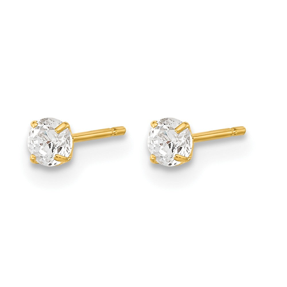 14k Madi K 3mm Round CZ Basket Set Stud Earrings