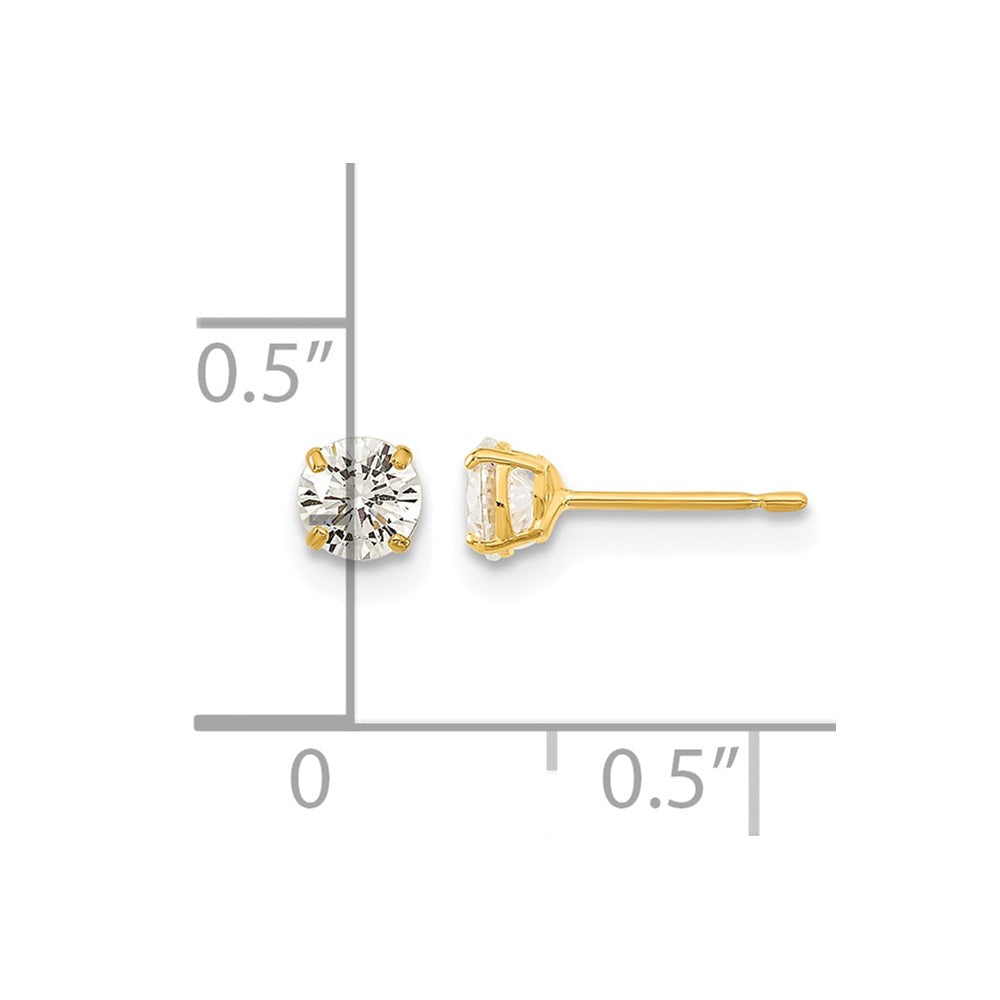 14k Madi K 4mm Round CZ Basket Set Stud Earrings