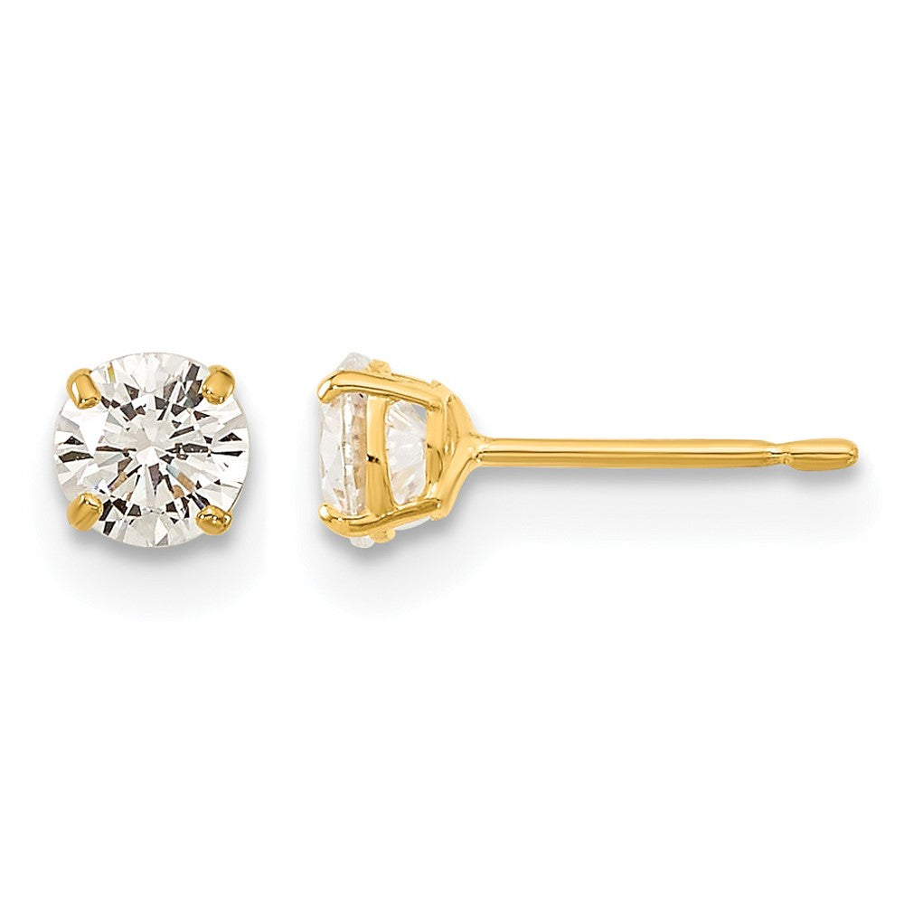 14k Madi K 4mm Round CZ Basket Set Stud Earrings