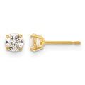14k Madi K 4mm Round CZ Basket Set Stud Earrings