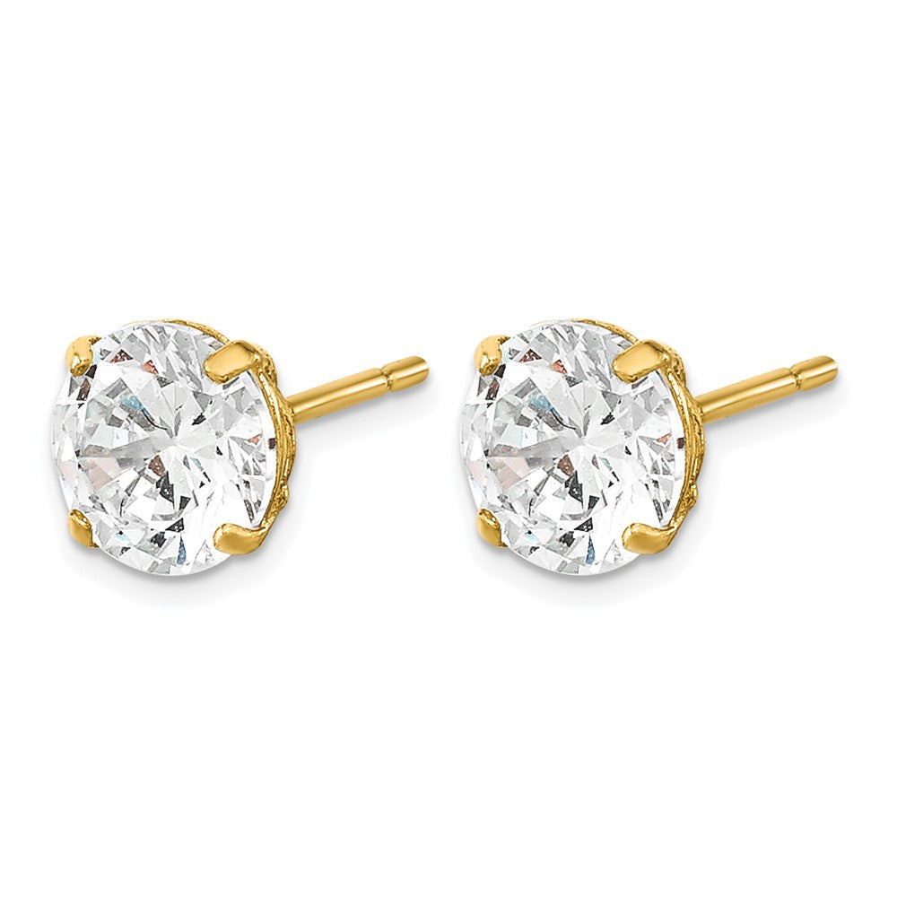 14k Madi K 5mm Round CZ Basket Set Stud Earrings