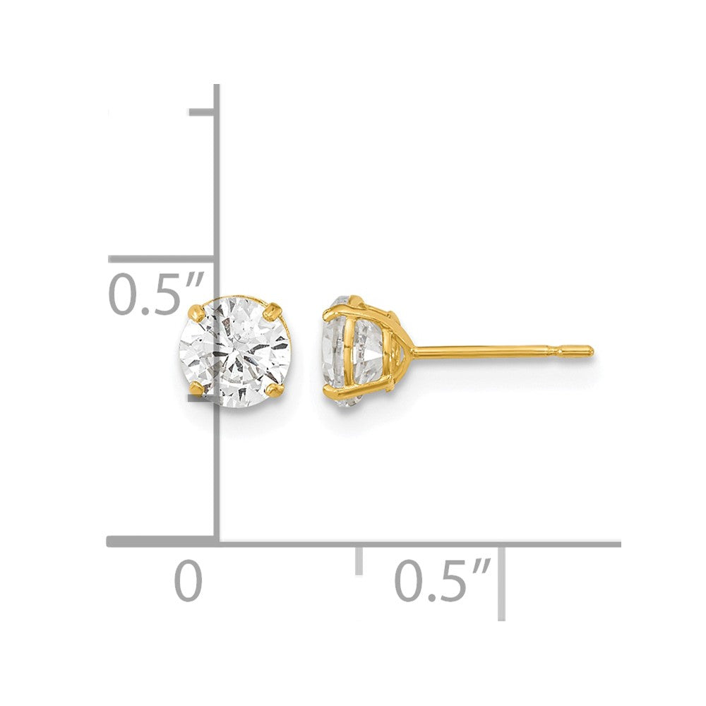 14k Madi K 5mm Round CZ Basket Set Stud Earrings