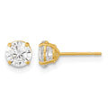14k Madi K 5mm Round CZ Basket Set Stud Earrings